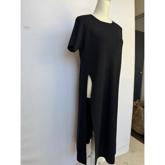 NWOT Eileen Fisher 100% Wool Short Sleeve Tunic High Slit Dress size Petite M - Picture 3 of 8